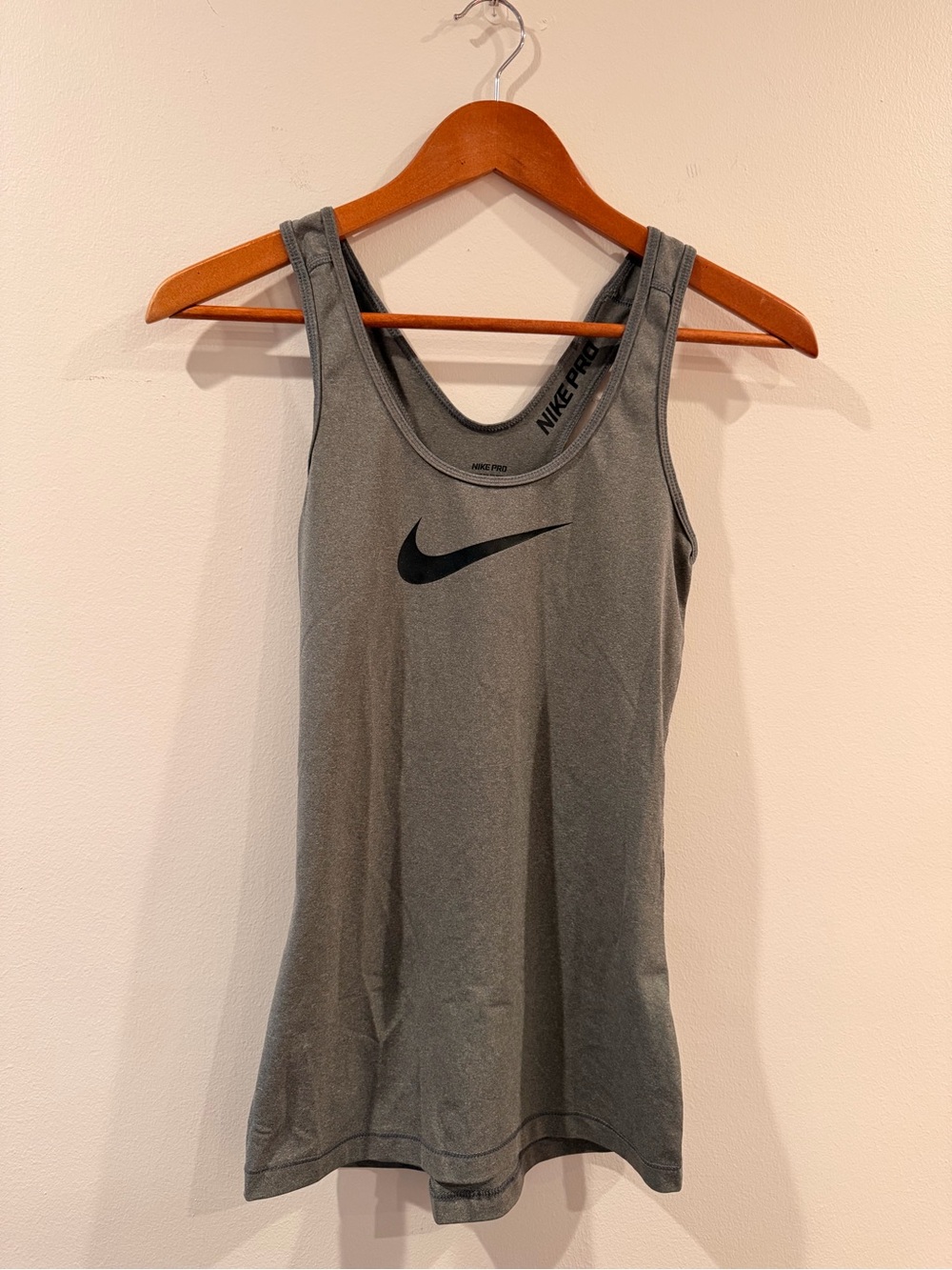 Nike Women's Gray Tank Top with Black Swoosh